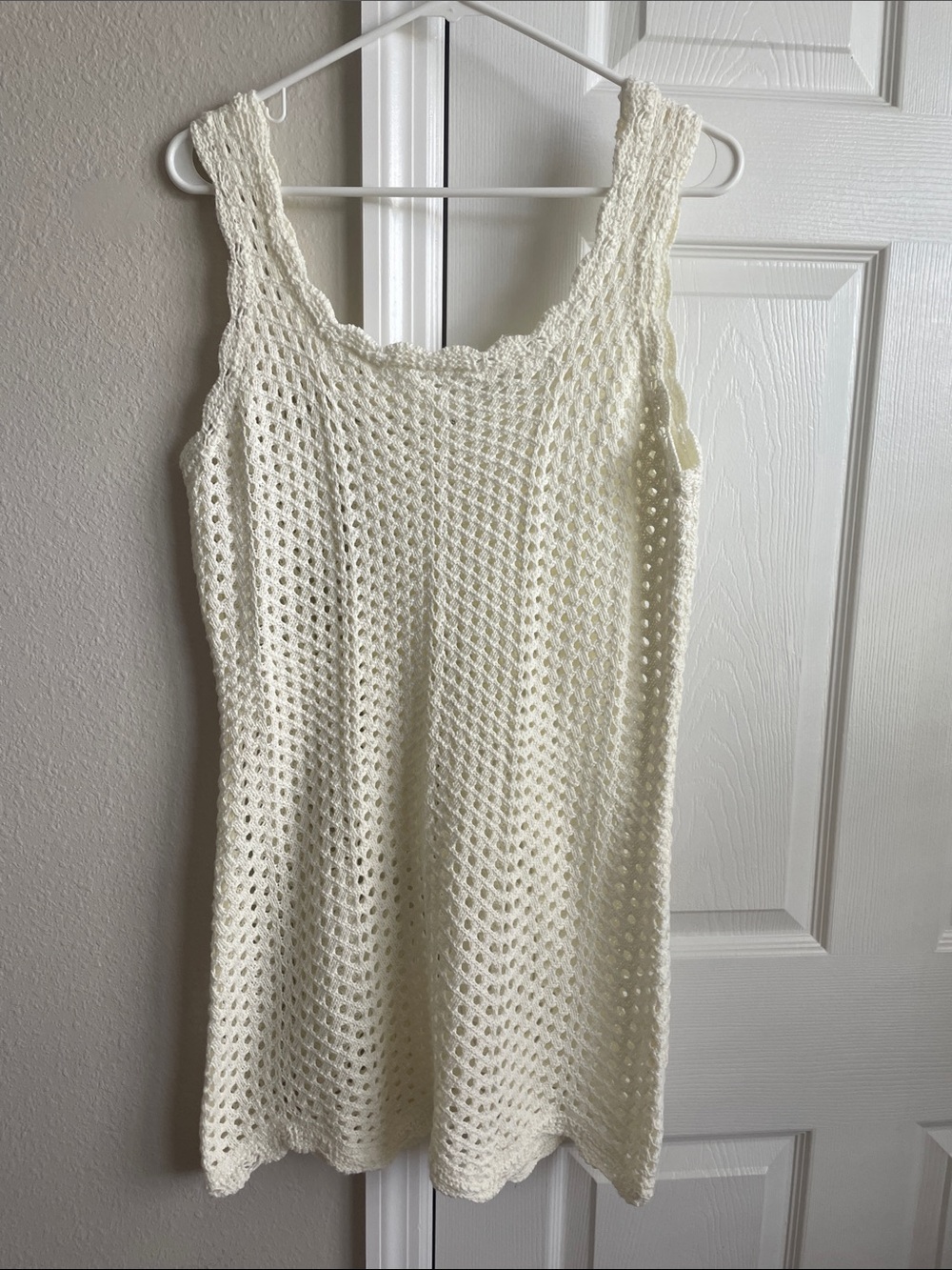 Women’s Cream Crochet Swim Cover-Up Dress